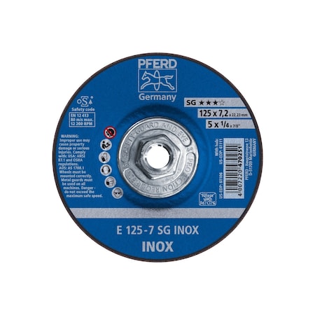 Pferd Grinding Wheel, T27, 5"x 1/4 61111